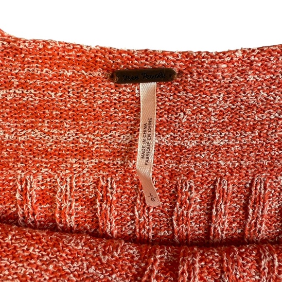 Free People Bombshell Capri Orange Knit Tie Shoulder Crop Top Size L #1660 NWT - Picture 7 of 8